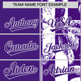 Custom Purple White Split Fashion Coconut Tree Design Authentic Baseball Jersey