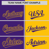Custom Purple Yellow Split Fashion Coconut Tree Design Authentic Baseball Jersey