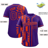 Custom Purple Orange Split Fashion Coconut Tree Design Authentic Baseball Jersey