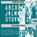 Custom Aqua White Split Fashion Coconut Tree Design Authentic Baseball Jersey