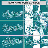 Custom Aqua White Split Fashion Coconut Tree Design Authentic Baseball Jersey