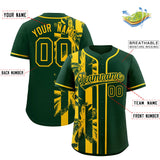 Custom Green Yellow Split Fashion Coconut Tree Design Authentic Baseball Jersey