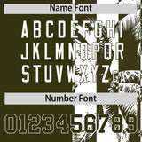 Custom Olive White Split Fashion Coconut Tree Design Authentic Baseball Jersey