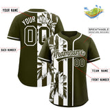 Custom Olive White Split Fashion Coconut Tree Design Authentic Baseball Jersey