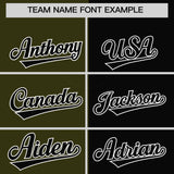 Custom Olive Black Split Fashion Coconut Tree Design Authentic Baseball Jersey