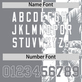 Custom Gray White Split Fashion Coconut Tree Design Authentic Baseball Jersey