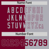 Custom Crimson Gray Split Fashion Coconut Tree Design Authentic Baseball Jersey