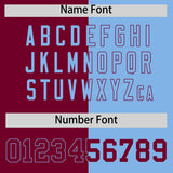 Custom Crimson Powder Blue Split Fashion Coconut Tree Design Authentic Baseball Jersey