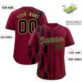 Custom Crimson Black Split Fashion Coconut Tree Design Authentic Baseball Jersey