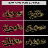 Custom Crimson Black Split Fashion Coconut Tree Design Authentic Baseball Jersey