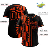 Custom Black Orange Split Fashion Coconut Tree Design Authentic Baseball Jersey