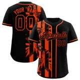 Custom Black Orange Split Fashion Coconut Tree Design Authentic Baseball Jersey