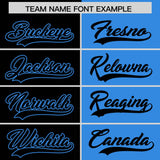 Custom Black Powder Blue Split Fashion Coconut Tree Design Authentic Baseball Jersey