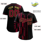 Custom Black Crimson Split Fashion Coconut Tree Design Authentic Baseball Jersey