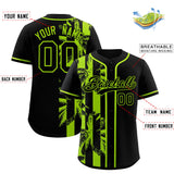 Custom Black Neon Green Split Fashion Coconut Tree Design Authentic Baseball Jersey