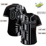 Custom Black Gray Split Fashion Coconut Tree Design Authentic Baseball Jersey