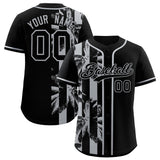 Custom Black Gray Split Fashion Coconut Tree Design Authentic Baseball Jersey