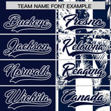 Custom Navy White Split Fashion Coconut Tree Design Authentic Baseball Jersey