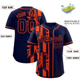 Custom Navy Orange Split Fashion Coconut Tree Design Authentic Baseball Jersey