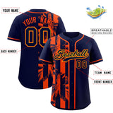 Custom Navy Orange Split Fashion Coconut Tree Design Authentic Baseball Jersey
