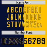 Custom Navy Yellow Split Fashion Coconut Tree Design Authentic Baseball Jersey