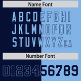 Custom Navy Powder Blue Split Fashion Coconut Tree Design Authentic Baseball Jersey