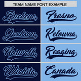 Custom Navy Powder Blue Split Fashion Coconut Tree Design Authentic Baseball Jersey