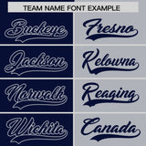 Custom Navy Gray Split Fashion Coconut Tree Design Authentic Baseball Jersey