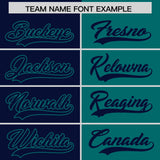 Custom Navy Aqua Split Fashion Coconut Tree Design Authentic Baseball Jersey