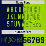 Custom Navy Neon Green Split Fashion Coconut Tree Design Authentic Baseball Jersey