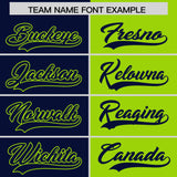 Custom Navy Neon Green Split Fashion Coconut Tree Design Authentic Baseball Jersey