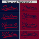 Custom Navy Crimson Split Fashion Coconut Tree Design Authentic Baseball Jersey
