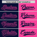 Custom Navy Pink Split Fashion Coconut Tree Design Authentic Baseball Jersey