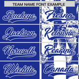 Custom Royal White Split Fashion Coconut Tree Design Authentic Baseball Jersey