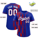 Custom Royal Red Split Fashion Coconut Tree Design Authentic Baseball Jersey