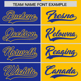 Custom Royal Yellow Split Fashion Coconut Tree Design Authentic Baseball Jersey