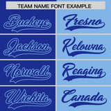 Custom Royal Powder Blue Split Fashion Coconut Tree Design Authentic Baseball Jersey