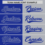 Custom Royal Gray Split Fashion Coconut Tree Design Authentic Baseball Jersey