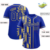 Custom Royal Khaki Split Fashion Coconut Tree Design Authentic Baseball Jersey