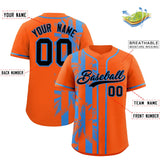 Custom Orange Powder Blue Split Fashion Coconut Tree Design Authentic Baseball Jersey