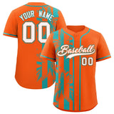 Custom Orange Aqua Split Fashion Coconut Tree Design Authentic Baseball Jersey