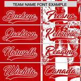 Custom Red White Split Fashion Coconut Tree Design Authentic Baseball Jersey