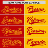 Custom Red Yellow Split Fashion Coconut Tree Design Authentic Baseball Jersey