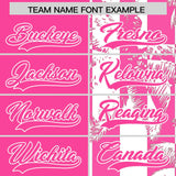 Custom Pink White Split Fashion Coconut Tree Design Authentic Baseball Jersey