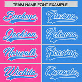 Custom Pink Powder Blue Split Fashion Coconut Tree Design Authentic Baseball Jersey