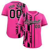 Custom Pink Black Split Fashion Coconut Tree Design Authentic Baseball Jersey