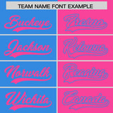 Custom Powder Blue Pink Split Fashion Coconut Tree Design Authentic Baseball Jersey