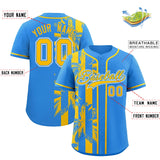 Custom Powder Blue Yellow Split Fashion Coconut Tree Design Authentic Baseball Jersey