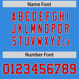 Custom Powder Blue Red Split Fashion Coconut Tree Design Authentic Baseball Jersey