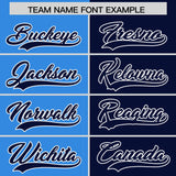 Custom Powder Blue Navy Split Fashion Coconut Tree Design Authentic Baseball Jersey